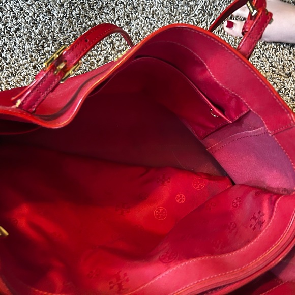 Tory Burch Red Tote Bag with buckles! - Picture 6 of 14